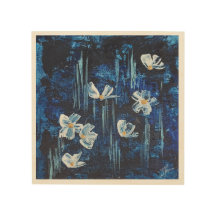 Hout abstract muurkunst blauwe bloemen. Dag 5