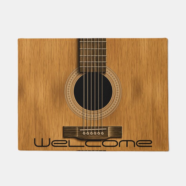 Hout Acoustic Guitar Rustic Music Welkom Deurmat (Voorkant)