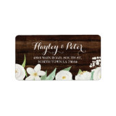 Hout Adresetiketten Stickers Wit Bloemen (Voorkant)