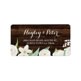 Hout Adresetiketten Stickers Wit Bloemen