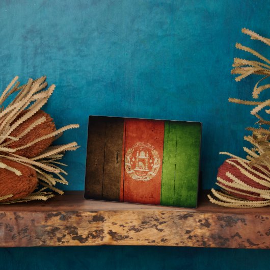 Hout Afghanistan Vlag; Afghaans Fotoplaat (Zijkant)