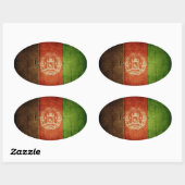Hout Afghanistan Vlag; Afghaans Ovale Sticker (Vel)