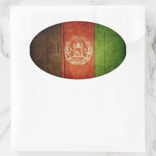 Hout Afghanistan Vlag; Afghaans Ovale Sticker (Tas)