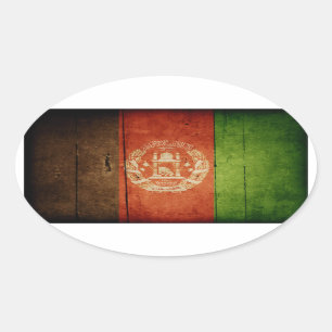 Hout Afghanistan Vlag; Afghaans Ovale Sticker