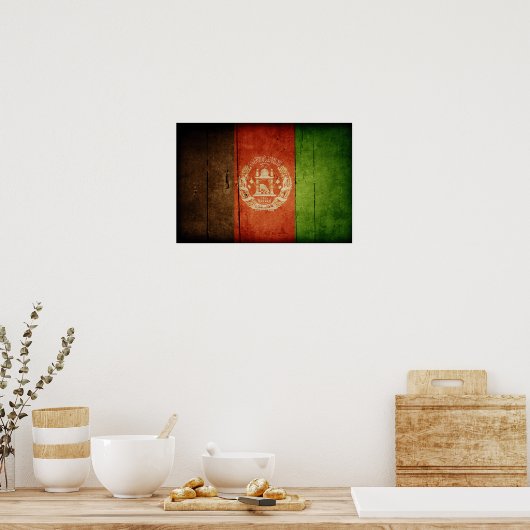 Hout Afghanistan Vlag; Afghaans Poster (Keuken)