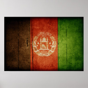 Hout Afghanistan Vlag; Afghaans Poster