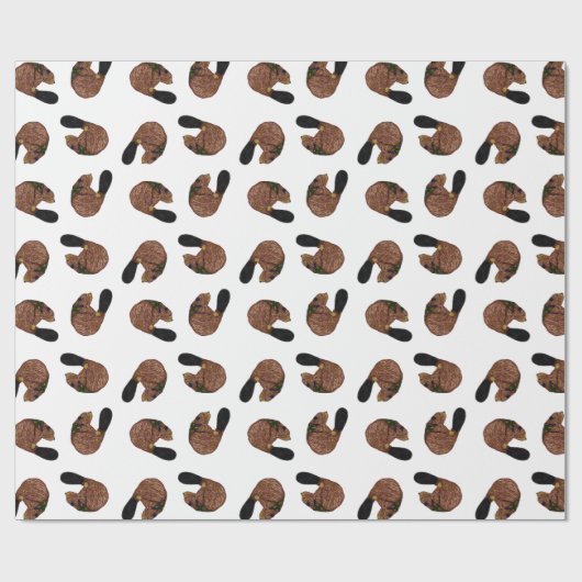 Hout Badge Beaver Paper Cadeaupapier (Vlak)