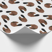 Hout Badge Beaver Paper Cadeaupapier (Hoek)
