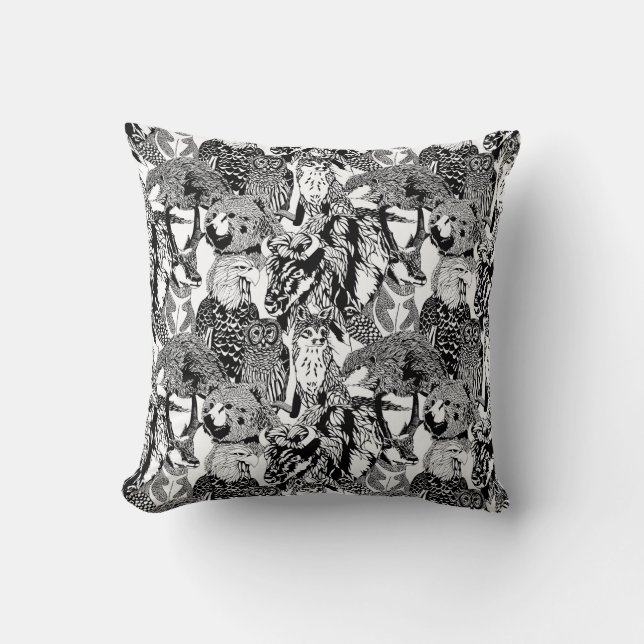 Hout Badge Critter Montage Pillow Kussen (Voorkant)