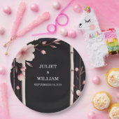 Hout Bamboe Roze Sakura Kersenbloesem Bruiloft Papieren Bordje (Feest)