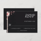 Hout Bamboe Roze Sakura Kersenbloesem Bruiloft RSVP Kaartje (Voorkant / Achterkant)