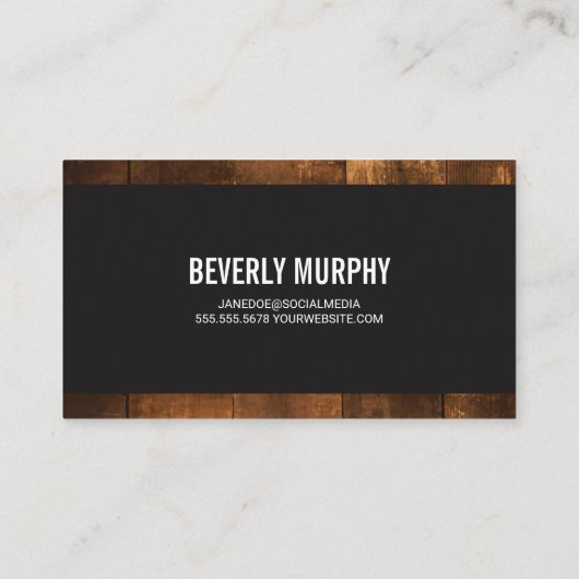 Hout | Barberpaal en schaar Visitekaartje (Achterkant)