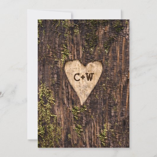 Hout Bark Baby Breath Heart Rustic Wedding Kaart (Achterkant)