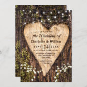 Hout Bark Baby Breath Heart Rustic Wedding Kaart (Voorkant / Achterkant)