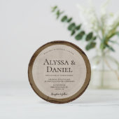 Hout Bark Diep bruin Rustiek Trouwronde Kaart (Staand voorkant)