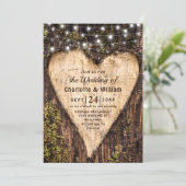 Hout Bark Heart Rustic Wedding Kaart (Staand voorkant)