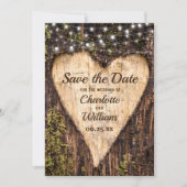 Hout Bark Heart Rustic Wedding Save The Date (Voorkant)