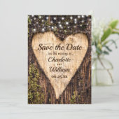 Hout Bark Heart Rustic Wedding Save The Date (Staand voorkant)
