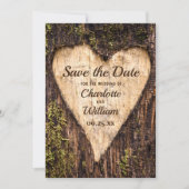 Hout Bark Heart Rustic Wedding Save The Date (Voorkant)
