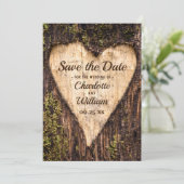 Hout Bark Heart Rustic Wedding Save The Date (Staand voorkant)