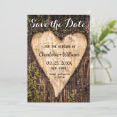 Hout Bark Heart Rustic Wedding Save The Date (Staand voorkant)