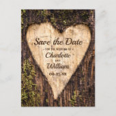 Hout Bark Heart Rustic Wedding Save the Date Briefkaart (Voorkant)