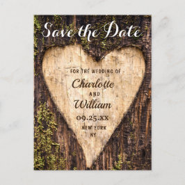 Hout Bark Heart Rustic Wedding Save the Date Briefkaart