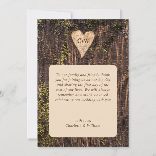 Hout Bark String Lights Heart Rustic Wedding Bedankkaart (Achterkant)