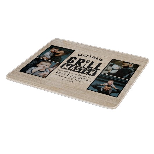 Hout BBQ Grill Master Beste vader ooit Foto Snijplank (Hoek)