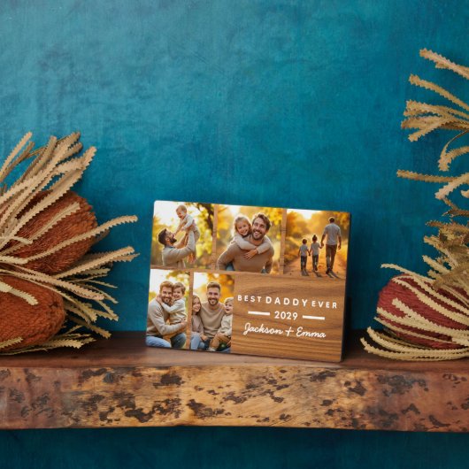 Hout Beste Papa Ooit Vaderdag 5 Fotocollage Fotoplaat (Zijkant)