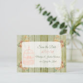 = Hout Birdcage Wedding Save the Date Briefkaart (Staand voorkant)