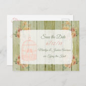 = Hout Birdcage Wedding Save the Date Briefkaart (Voorkant / Achterkant)