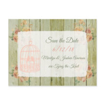 = Hout Birdcage Wedding Save the Date Briefkaart