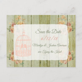 = Hout Birdcage Wedding Save the Date Briefkaart