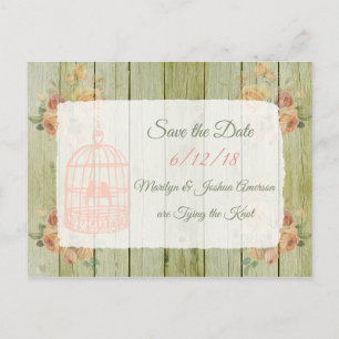= Hout Birdcage Wedding Save the Date Briefkaart
