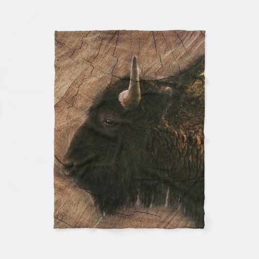 Hout Bizon Buffalo Fleece Deken (Voorkant)