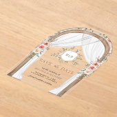 Hout Bloemen Monogram Bladerdak Trouwen Save the D Acryl Uitnodigingen (Laagn)