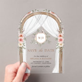 Hout Bloemen Monogram Bladerdak Trouwen Save the D Acryl Uitnodigingen (Insitu (Draagbaar))