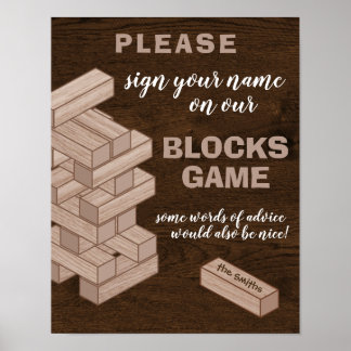Hout Blokken Weddenschap Poster
