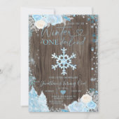 Hout Blue Winter Onederland Snowflake Birthday Kaart (Voorkant)