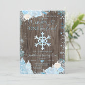 Hout Blue Winter Onederland Snowflake Birthday Kaart (Staand voorkant)