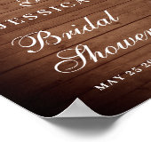 Hout & Blush Rozen Bloem Bruiloft Aankondiging Bor Poster (Hoek)