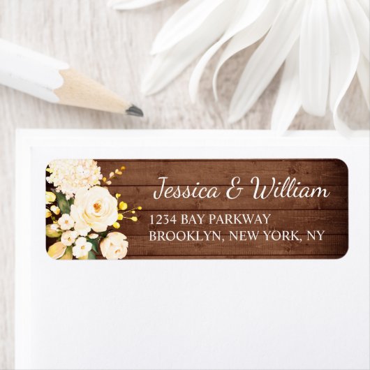 Hout & Blush Rozen Bloemschildering Rustiek Etiket (Insitu)