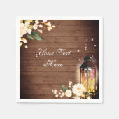 Hout & Blush Rozen Groene Rustieke Huwelijkspapier Servet (Voorkant)