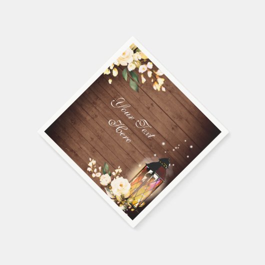 Hout & Blush Rozen Groene Rustieke Huwelijkspapier Servet (Hoek)