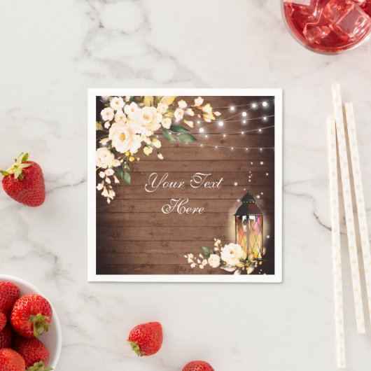 Hout & Blush Rozen Groene Rustieke Huwelijkspapier Servet (Insitu)