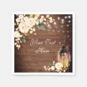 Hout & Blush Rozen Groene Rustieke Huwelijkspapier Servet (Voorkant)