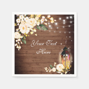 Hout & Blush Rozen Groene Rustieke Huwelijkspapier Servet