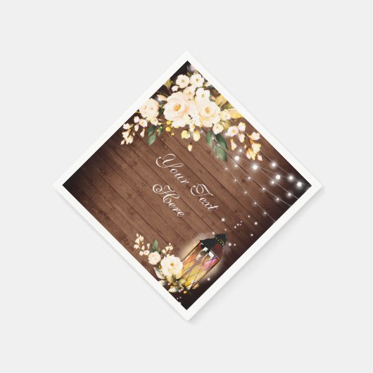 Hout & Blush Rozen Groene Rustieke Huwelijkspapier Servet (Hoek)