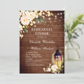 Hout Blush Rozen & Lantern repetitie Dinner Kaart (Staand voorkant)